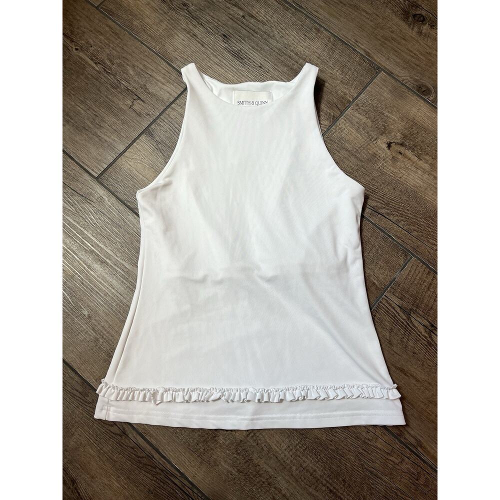 Smith & Quinn The Avalon‎ Top w/ Ruffle Detail White Athletic Tank Top Women’s S